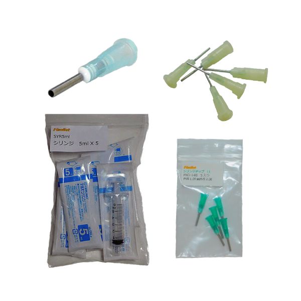 ラインストーン貼り付けツールセット 5本｜シリンジ5ml＋プラスチックニードル E6000対応 精密塗布 接着剤ディスペンサー サイズ選択可